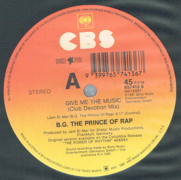 B.G. The Prince Of Rap : Give Me The Music (12")