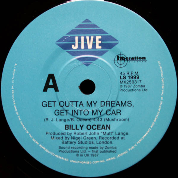 Billy Ocean : Get Outta My Dreams, Get Into My Car (7")