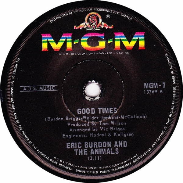 Eric Burdon & The Animals : San Franciscan Nights (7", Single)