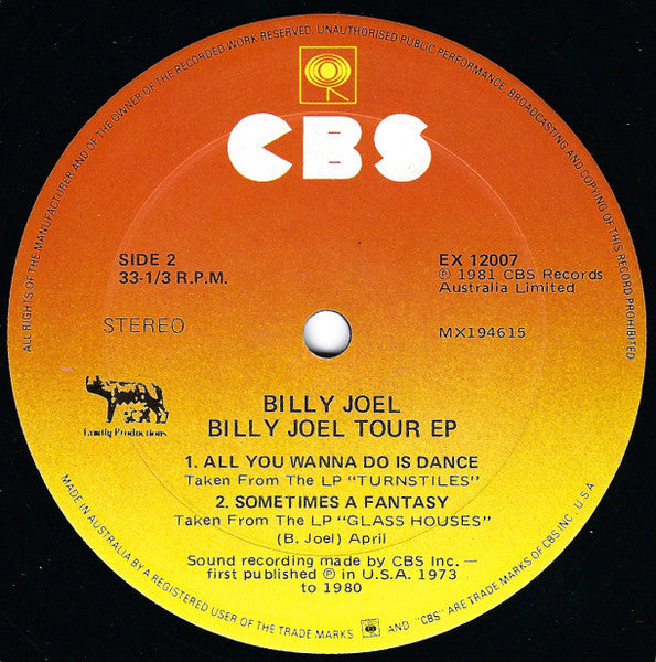 Billy Joel : Billy Joel Tour EP - Sold Out! (12", EP, Ltd)