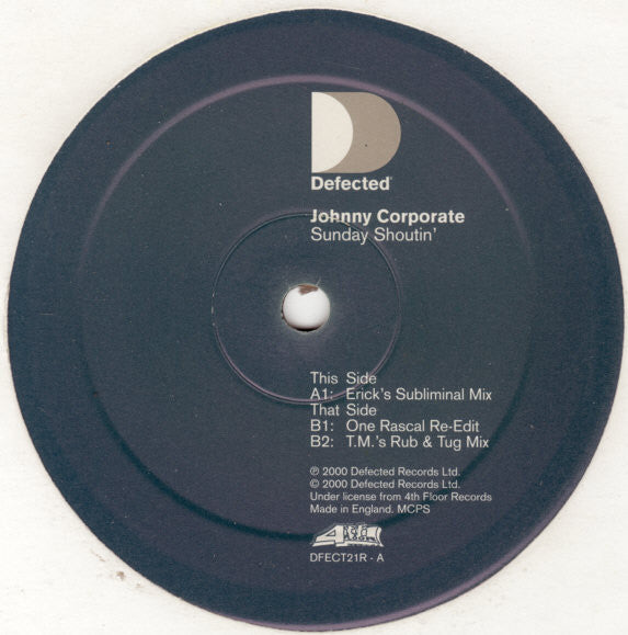 Johnny Corporate : Sunday Shoutin' (12")