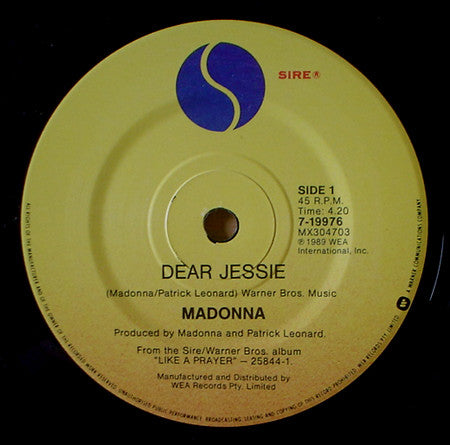 Madonna : Dear Jessie (7", Single)