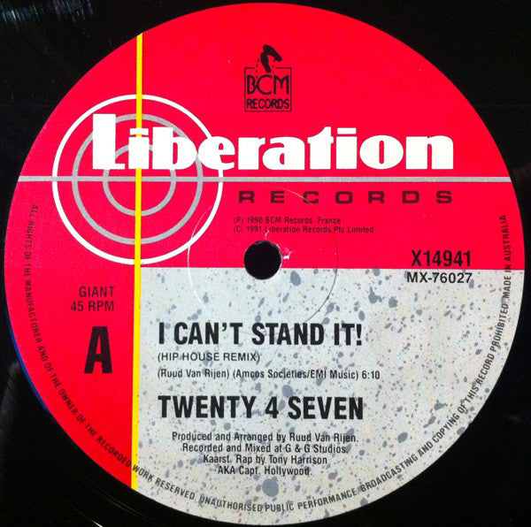 Twenty 4 Seven Featuring Captain Hollywood : I Can't Stand It! (12")