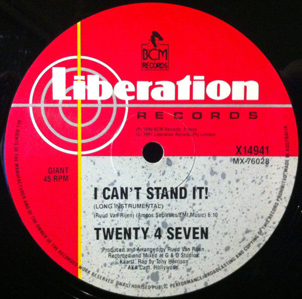 Twenty 4 Seven Featuring Captain Hollywood : I Can't Stand It! (12")