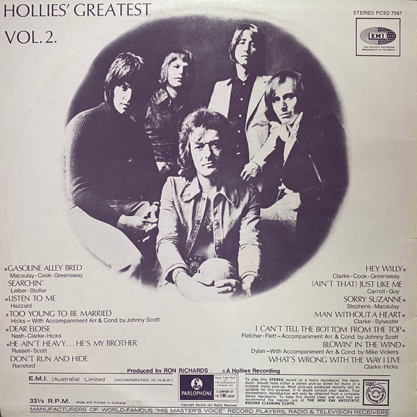 The Hollies : Hollies' Greatest Vol. 2 (LP, Comp)