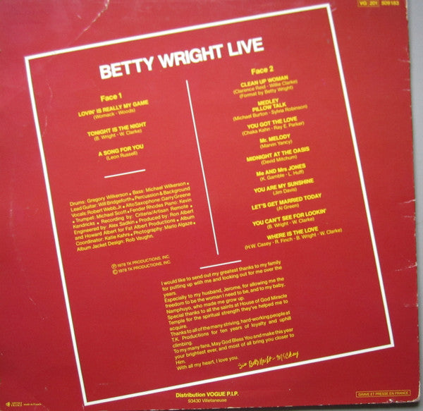 Betty Wright : Betty Wright Live (LP, Album, RE)