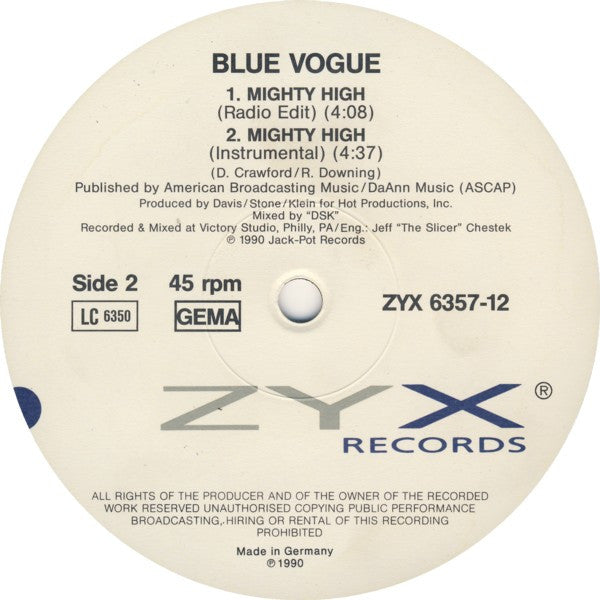 Blue Vogue : Mighty High (12")