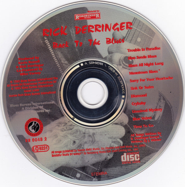 Rick Derringer : Back To The Blues (CD, Album, RP)