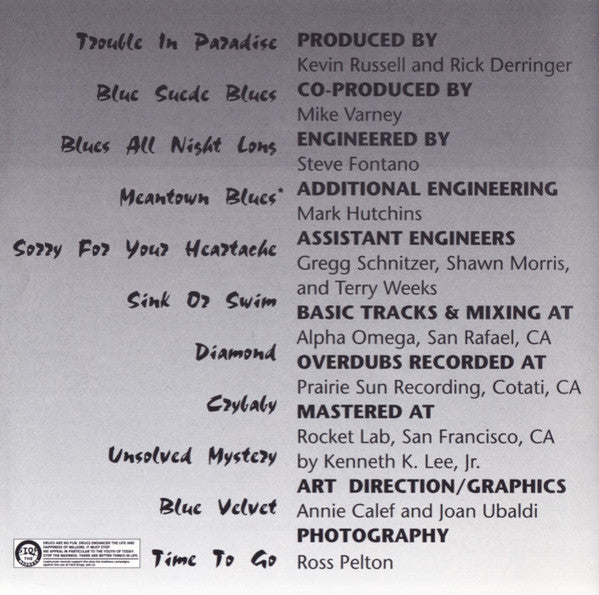 Rick Derringer : Back To The Blues (CD, Album, RP)