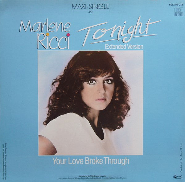 Marlene Ricci : Tonight (Extended Version) (12", Maxi)