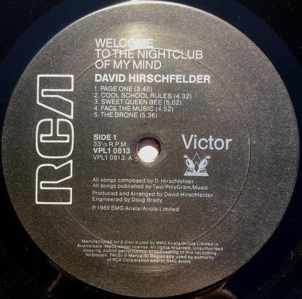 David Hirschfelder : Welcome To The Nightclub Of My Mind (LP, Album, Gat)