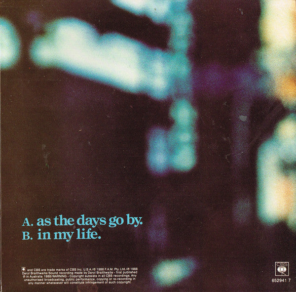 Daryl Braithwaite : As The Days Go By (7", Single)