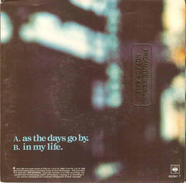 Daryl Braithwaite : As The Days Go By (7", Single)