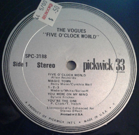 The Vogues : Five O'Clock World (LP, Album, RE)