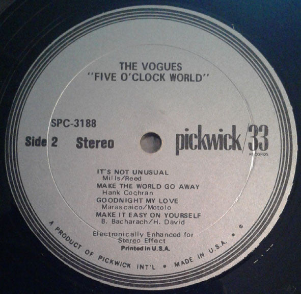 The Vogues : Five O'Clock World (LP, Album, RE)