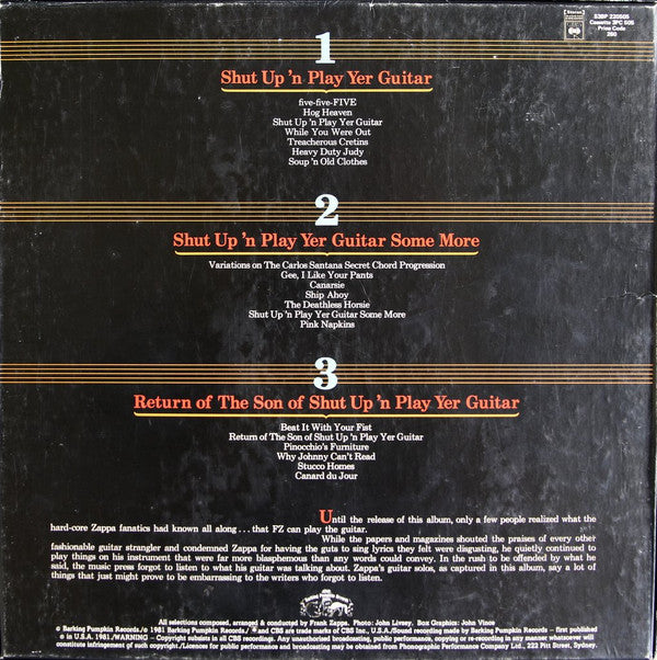 Frank Zappa : Shut Up 'N Play Yer Guitar (3xLP, Album + Box)