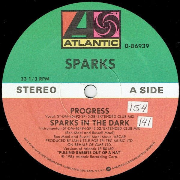 Sparks : Progress (12" Extended Club Versions) (12", SP )