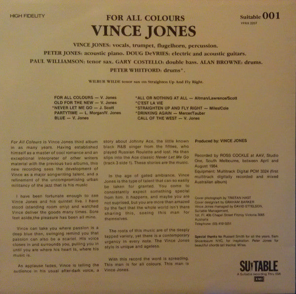 Vince Jones : For All Colours (LP)