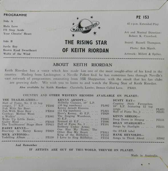 Keith Riordan : The Rising Star Of Keith Riordan (7", EP, RE)