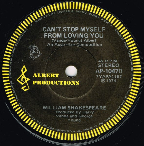 William Shakespeare (2) : Can&#39;t Stop Myself (From Loving You) (7&quot;)