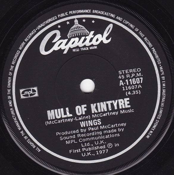 Wings (2) : Mull Of Kintyre (7&quot;, Single, Gen)