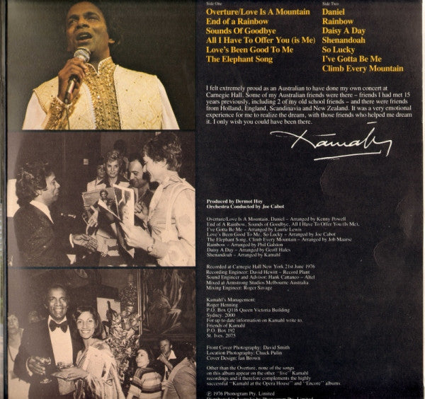 Kamahl : Live At Carnegie Hall (LP, Album, Gat)