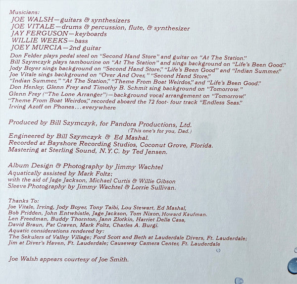 Joe Walsh : "But Seriously, Folks..." (LP, Album, Gat)