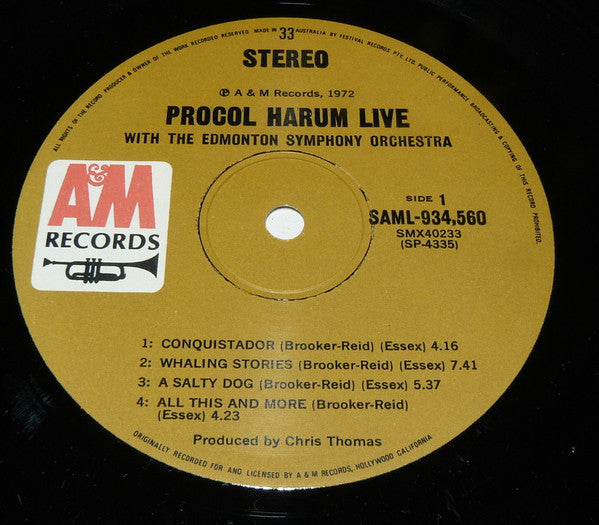 Procol Harum In Concert With The Edmonton Symphony Orchestra : Live (LP, Album)