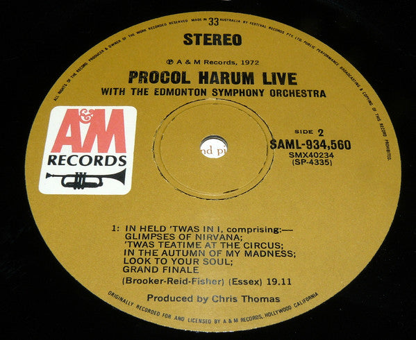 Procol Harum In Concert With The Edmonton Symphony Orchestra : Live (LP, Album)