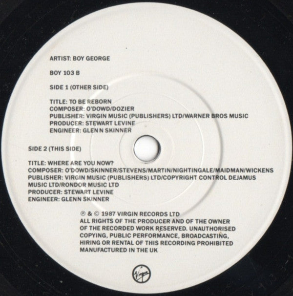 Boy George : To Be Reborn (7", Single, Pap)