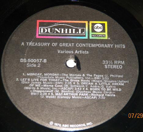 Various : A Treasury Of Great Original Hits (LP, Comp, RE)