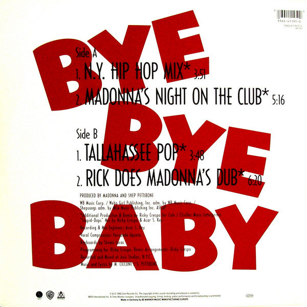 Madonna : Bye Bye Baby (12", Single)