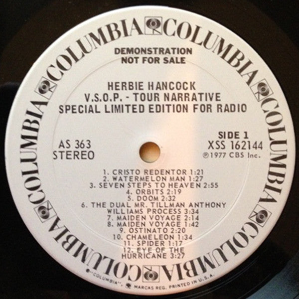 Herbie Hancock : V.S.O.P. - Tour Sampler – Tour Narrative Special Limited Edition For Radio (LP, Ltd, Promo)