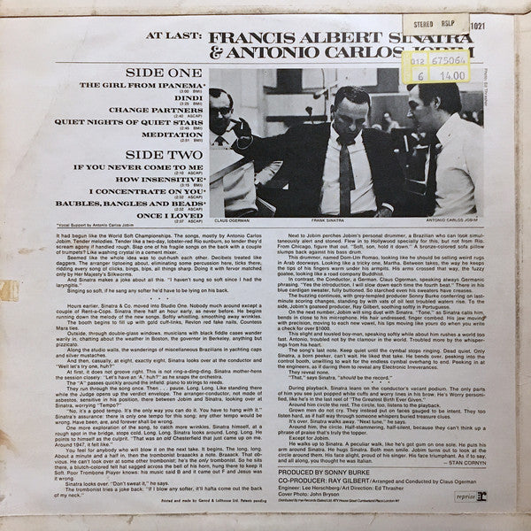 Frank Sinatra & Antonio Carlos Jobim : Francis Albert Sinatra & Antonio Carlos Jobim (LP, Album)