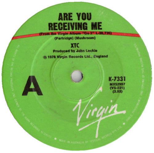 XTC : Are You Receiving Me (7&quot;, Single)