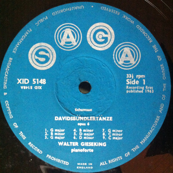 Schumann* / Walter Gieseking : Davidsbündlertänze, Opus 6 (LP, Album)