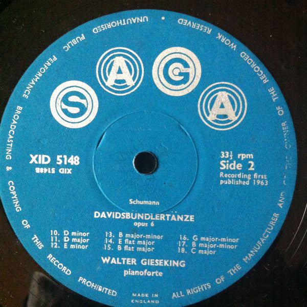 Schumann* / Walter Gieseking : Davidsbündlertänze, Opus 6 (LP, Album)