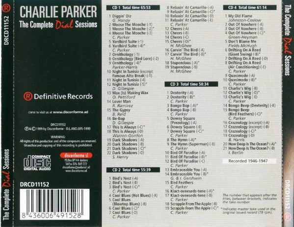 Charlie Parker : The Complete Dial Sessions (4xCD, Comp, RE)