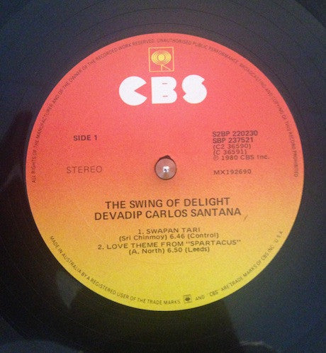 Devadip Carlos Santana* : The Swing Of Delight (2xLP, Album)