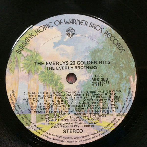 Everly Brothers : The Everlys 20 Golden Hits (LP, Comp, RE)