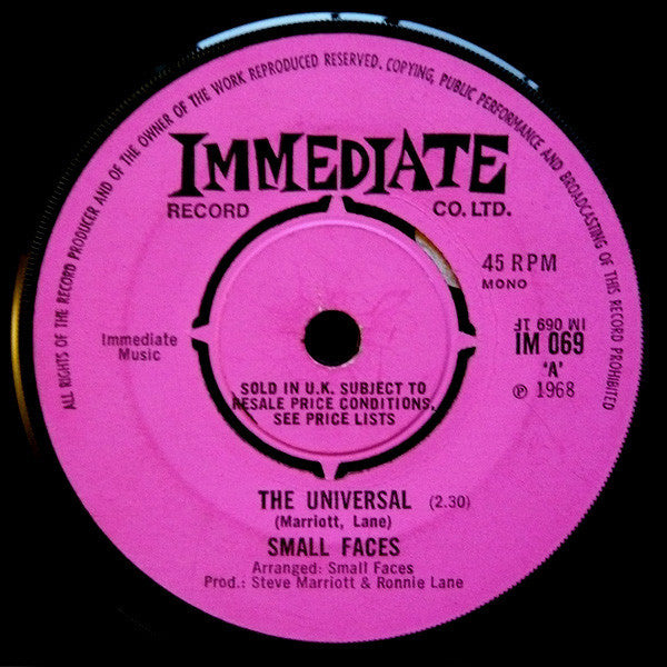 Small Faces : The Universal (7", Single, Mono, RE, Pin)