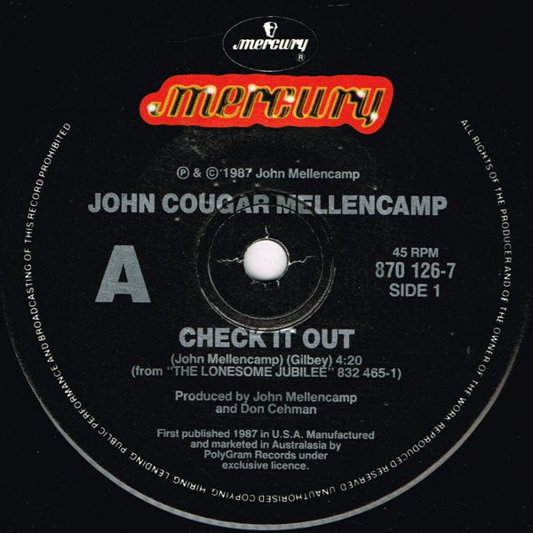 John Cougar Mellencamp : Check It Out (7", Single)