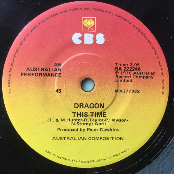 Dragon (5) : This Time (7", Single)