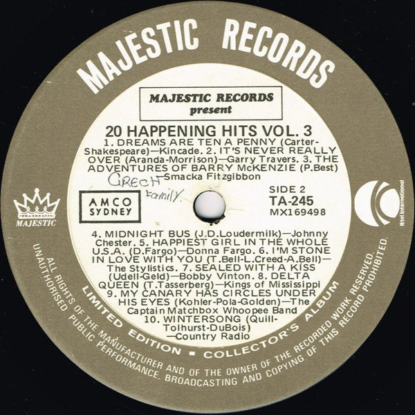 Various : 20 Happening Hits Vol. 3 (LP, Comp, Ltd)