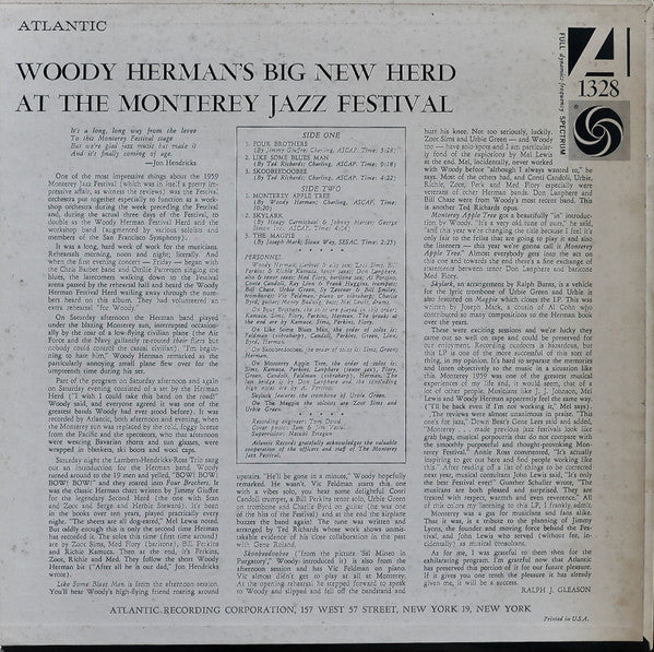 Woody Herman's Big New Herd : At The Monterey Jazz Festival (LP, Album, Mono)