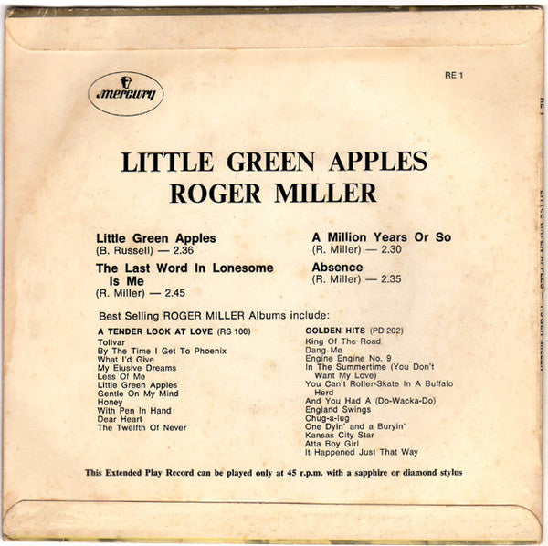 Roger Miller : Little Green Apples (7", EP)