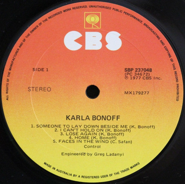 Karla Bonoff : Karla Bonoff (LP, Album)