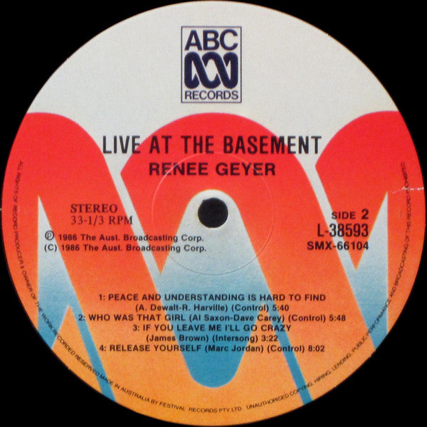 Renee Geyer : Live At The Basement (LP, Album)