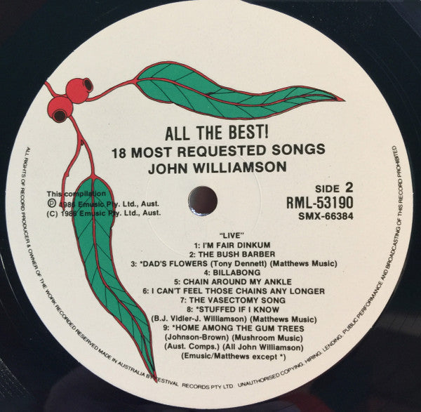 John Williamson : All The Best! (LP, Comp, RM, Gat)