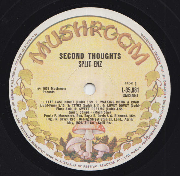 Split Enz : Second Thoughts (LP, Album)